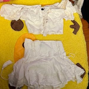 Cute fashion Nova white skirt set